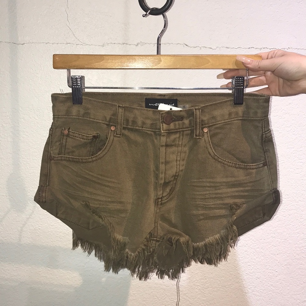 Navy green cut off mid rise